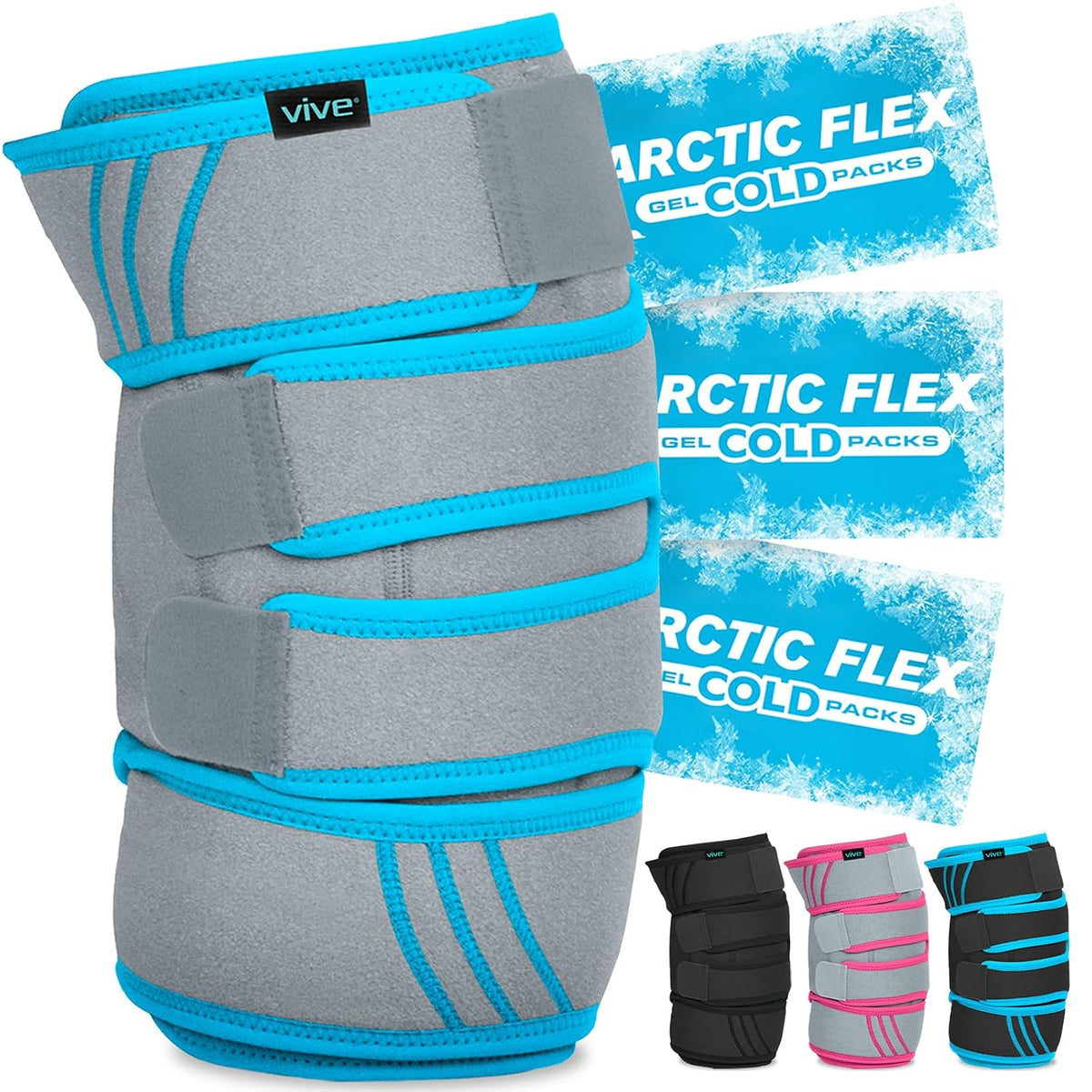 Vive Knee Ice Pack Wrap - Cold/Hot Gel Compression Brace for Pain Relief