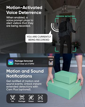 WYZE Wireless Duo Cam Video Doorbell (Chime Included), Battery Powered, 2K Full HD Video..