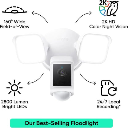 WYZE Floodlight Camera v2, 2800-Lumen LEDs, 2K HD Outdoor Security Camera