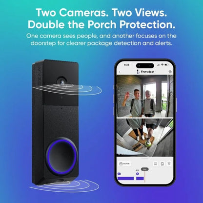 WYZE Wireless Duo Cam Video Doorbell (Chime Included)