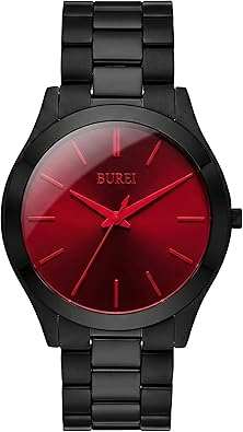 BUREI Men's Wrist Watch, Analog Stainless Steel Dress Waterproof Quartz Watch for Men with Japanese Movement