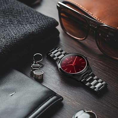 BUREI Men's Wrist Watch, Analog Stainless Steel Dress Waterproof Quartz Watch for Men with Japanese Movement