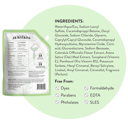 J.R. Watkins Gel Hand Soap Refill 2 Pack, Aloe & Green Tea, 34 fl oz