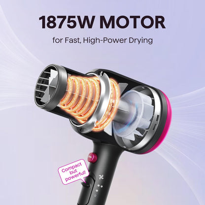 Wavytalk Hair Dryer with Diffuser, Blown Away Ionic Hair Dryer for Curly Hair with Comb, 1875W Fast Drying Blow Dryer..