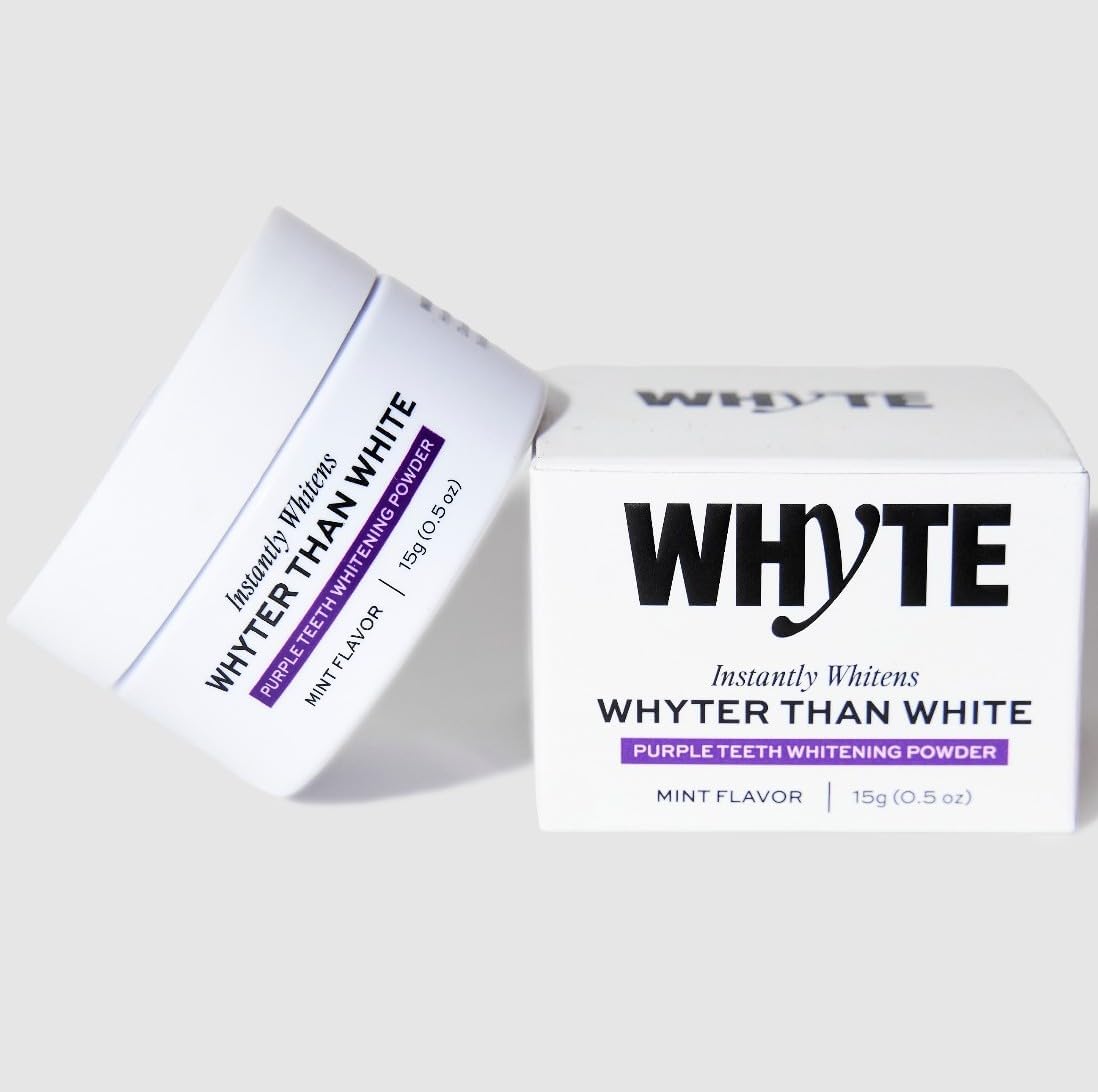 Whyte Professional Purple Teeth Whitening Powder with Xylitol & Hydroxyapatite- Remineralizing Tooth Whitener..