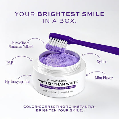 Whyte Professional Purple Teeth Whitening Powder with Xylitol & Hydroxyapatite- Remineralizing Tooth Whitener..