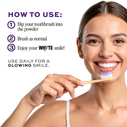 Whyte Professional Purple Teeth Whitening Powder with Xylitol & Hydroxyapatite- Remineralizing Tooth Whitener..
