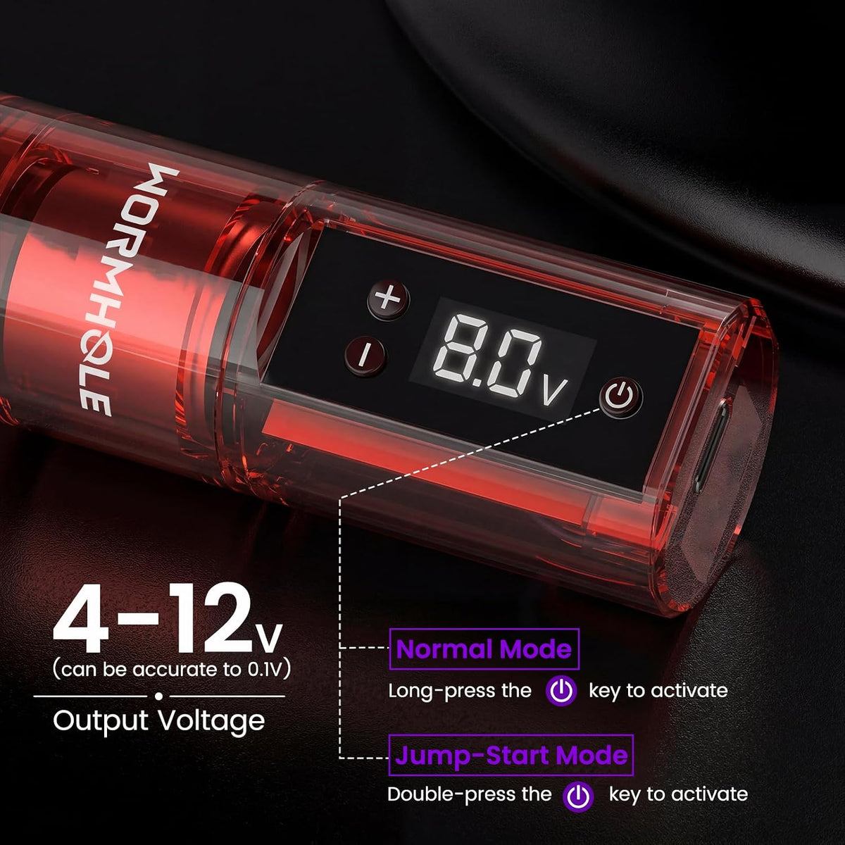 Wormhole Wireless Tattoo Gun Kit for Beginners with 1800Mah Battery