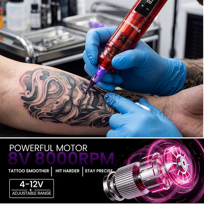 Wormhole Wireless Tattoo Gun Kit for Beginners with 1800Mah Battery