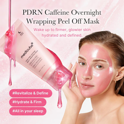 medicube Wrapping Mask PDRN Caffeine Overnight Peel Off Facial Mask | Firming, Depuffing & Hydration..