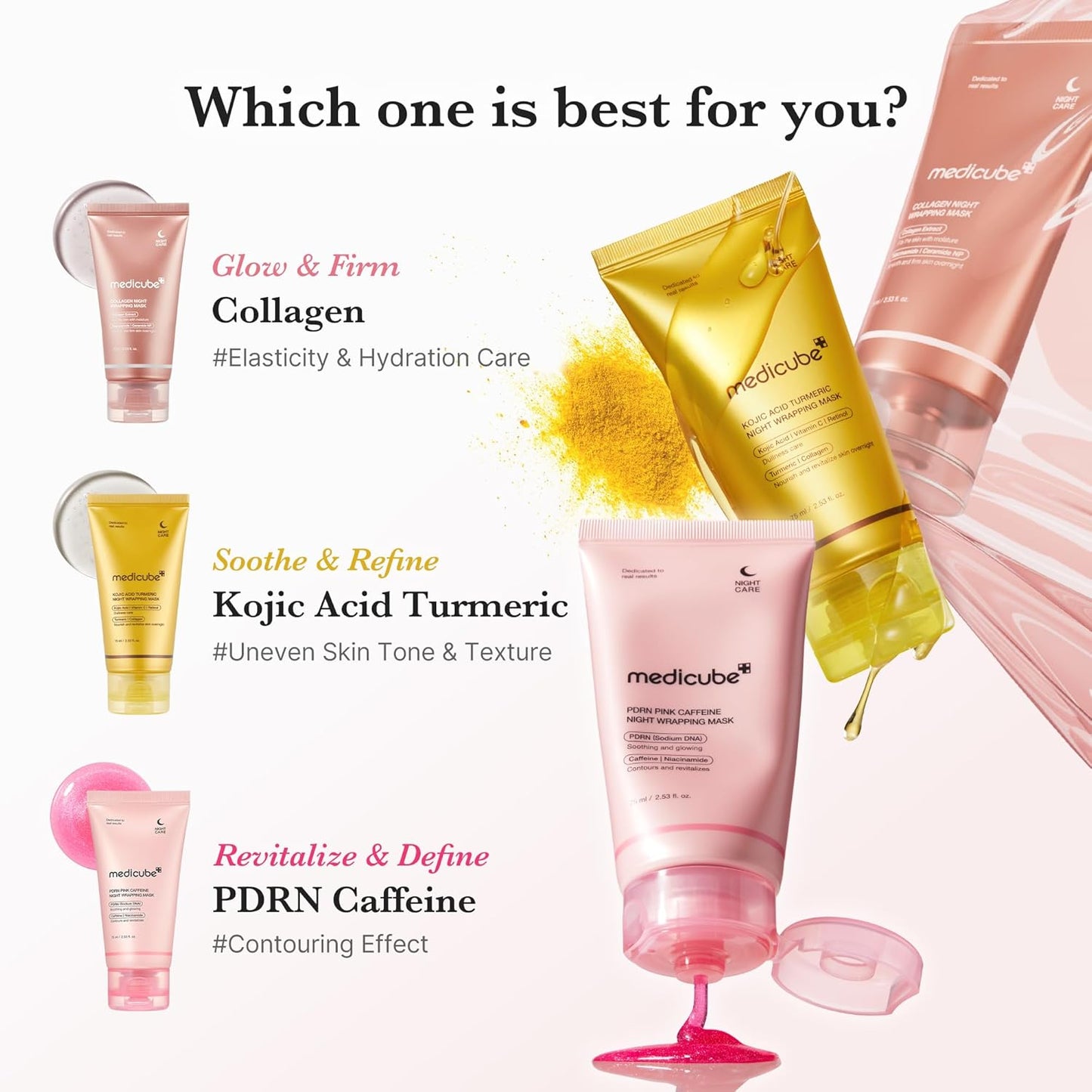 medicube Wrapping Mask PDRN Caffeine Overnight Peel Off Facial Mask | Firming, Depuffing & Hydration..