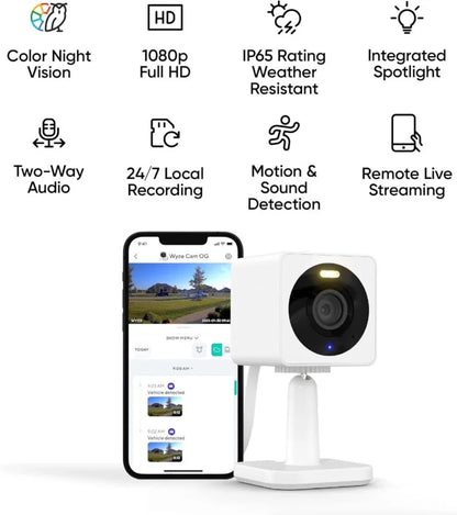 Wyze Cam OG Indoor/Outdoor 1080p Wi-Fi Smart Home Security Camera with Color Night Vision,
