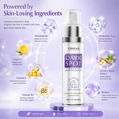 Dark Spot Remover for Face & Body, Brightening Serum with Vitamin C & Hyaluronic Acid | 1.70 FL OZ (Pack of 1)
