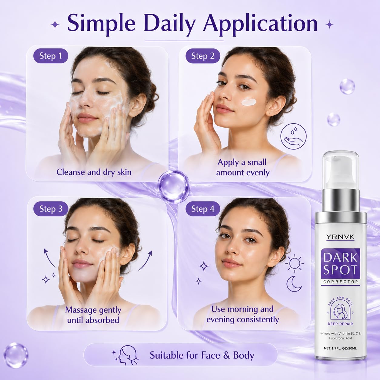 Dark Spot Remover for Face & Body, Brightening Serum with Vitamin C & Hyaluronic Acid | 1.70 FL OZ (Pack of 1)