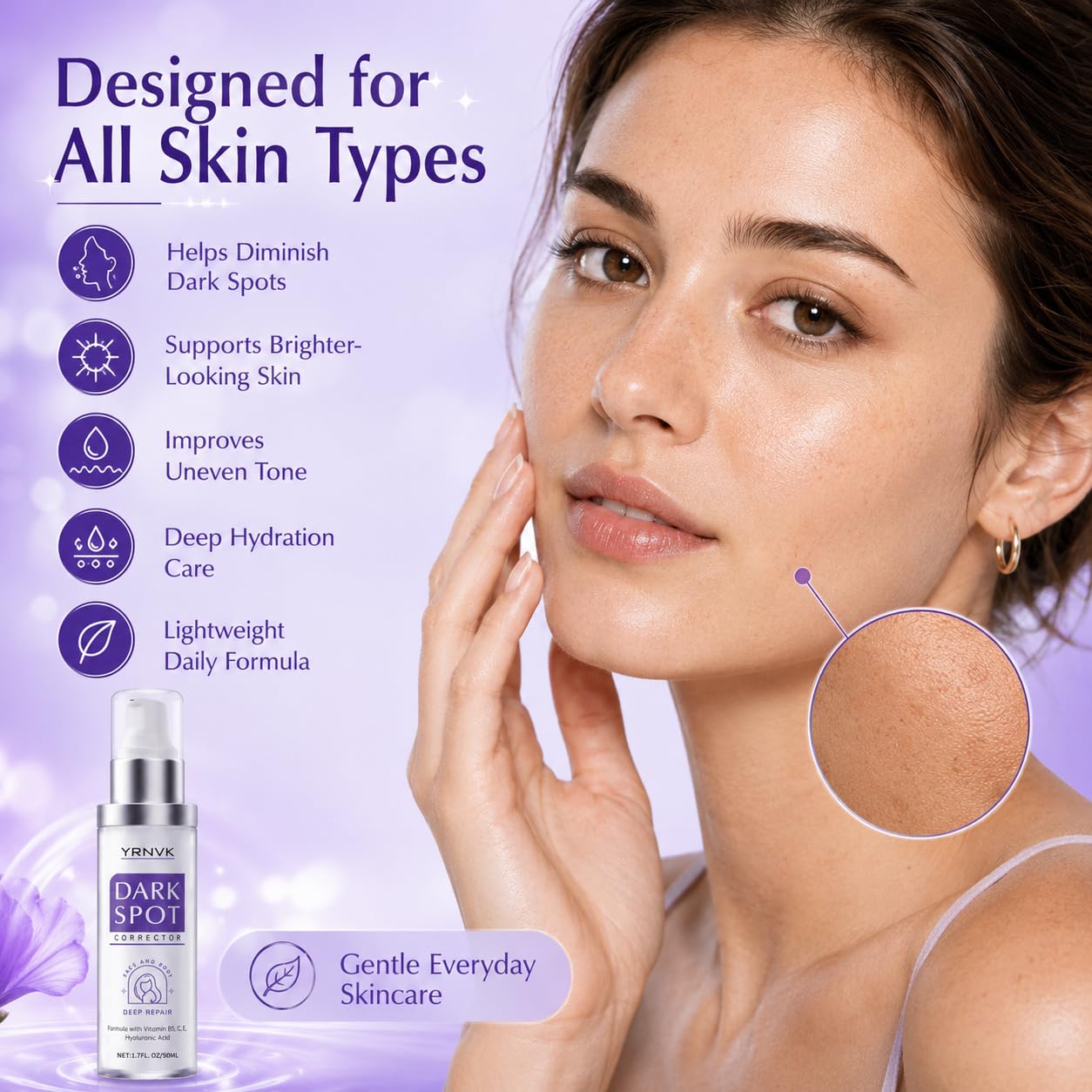 Dark Spot Remover for Face & Body, Brightening Serum with Vitamin C & Hyaluronic Acid | 1.70 FL OZ (Pack of 1)