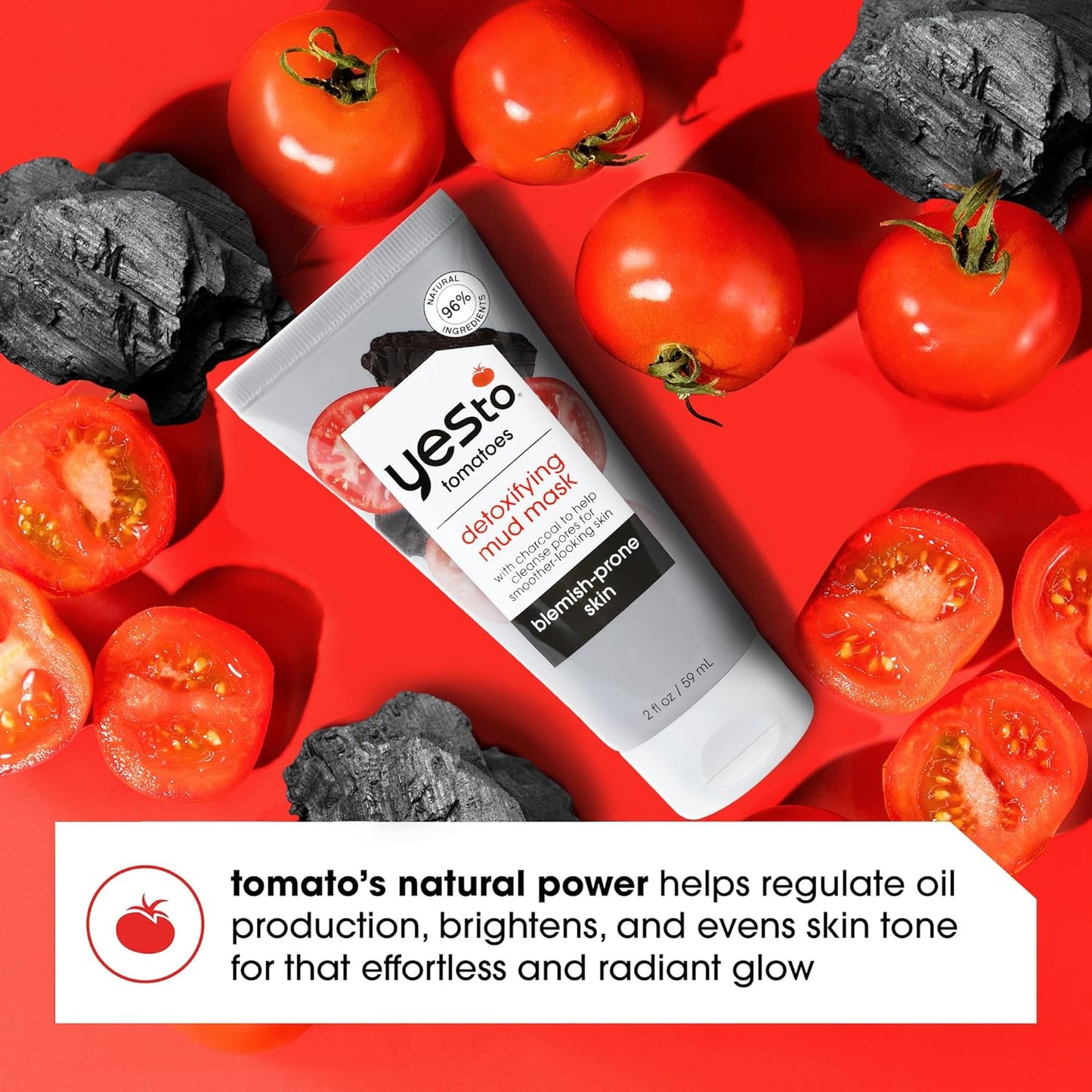 Yes To Tomatoes Clear Skin Detoxifying Charcoal Mud Mask For Acne Prone Skin Draw Out Impurities ..