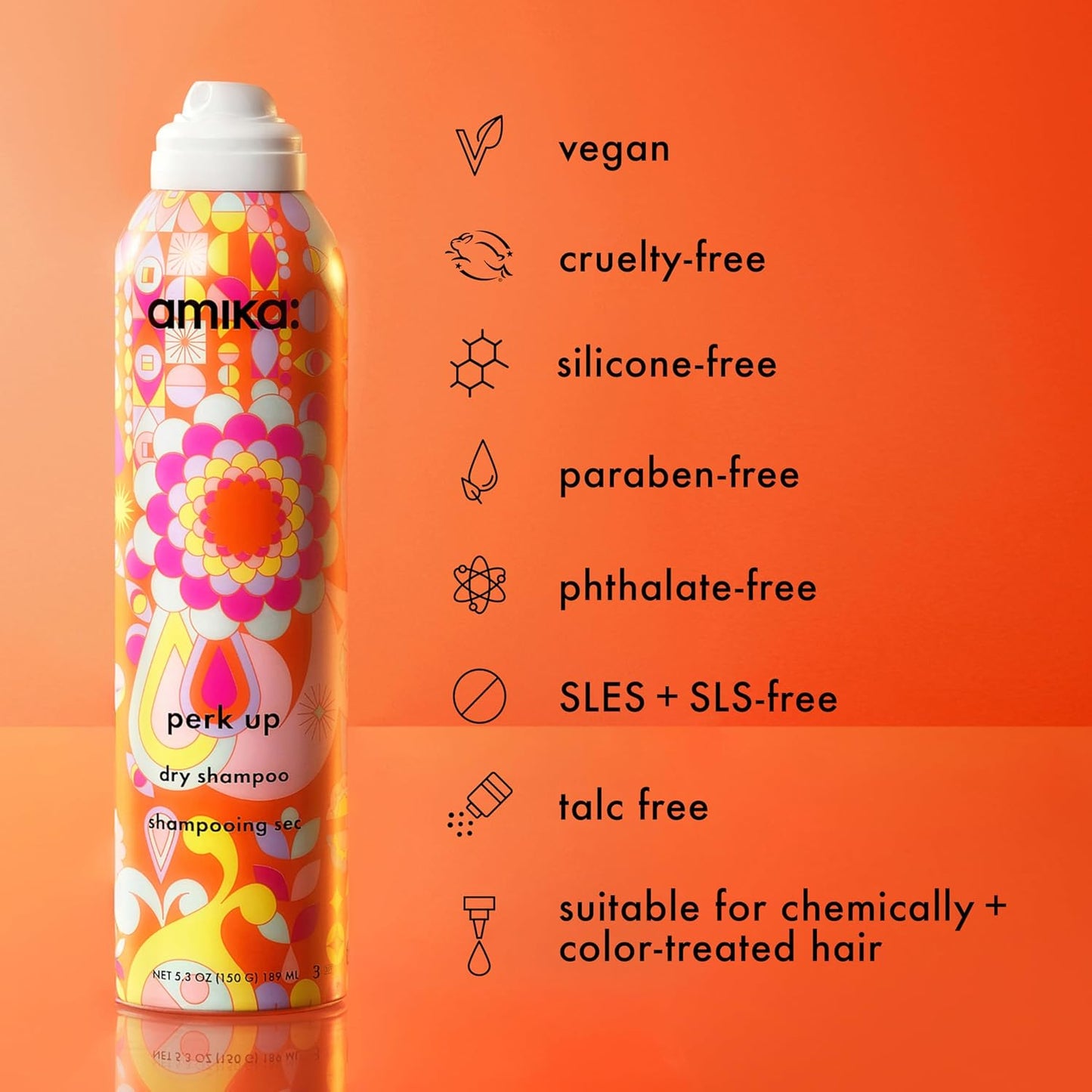 amika perk up talc-free dry shampoo | refreshes roots with a voluminous ‘oomph’ between washes, no white residue..