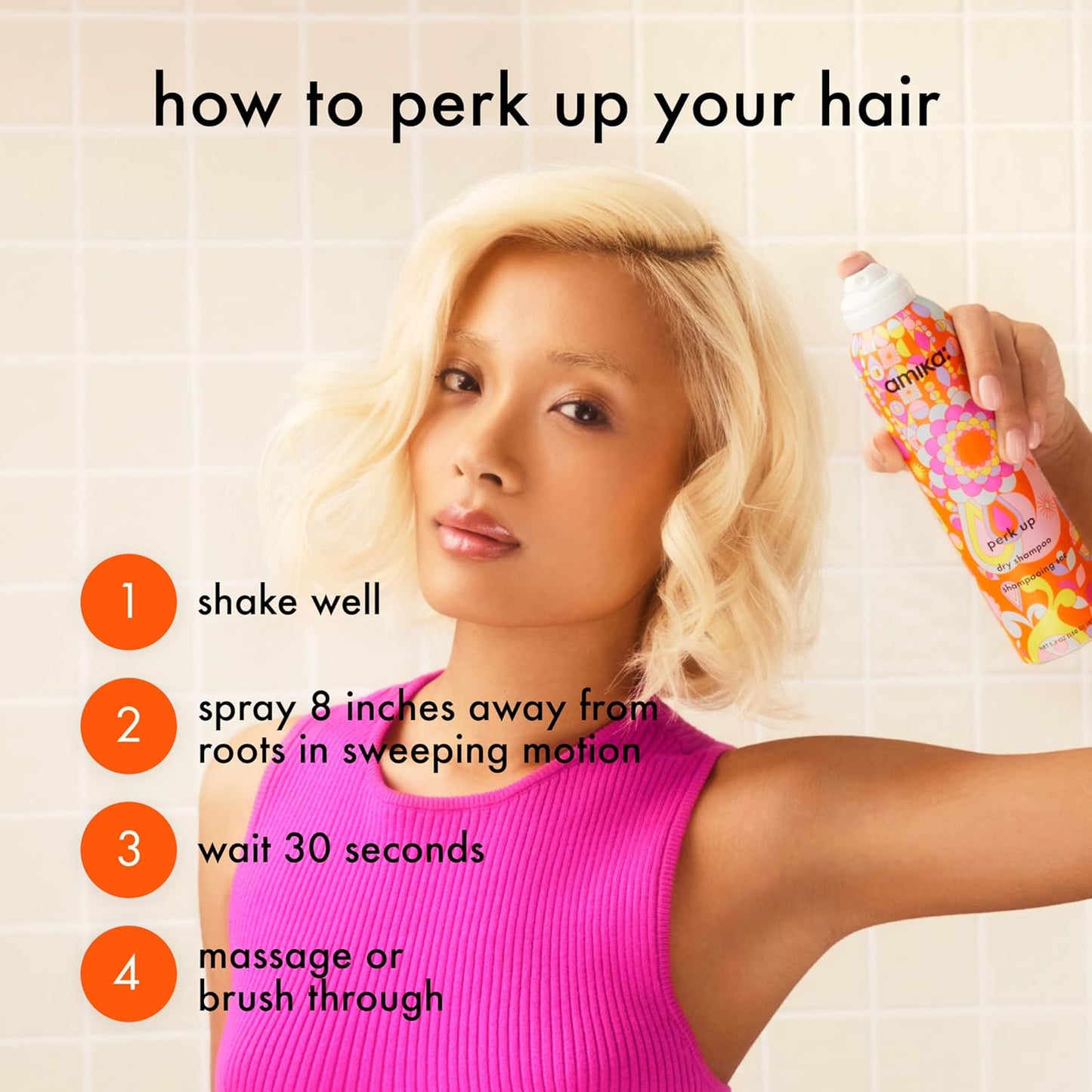 amika perk up talc-free dry shampoo | refreshes roots with a voluminous ‘oomph’ between washes, no white residue..