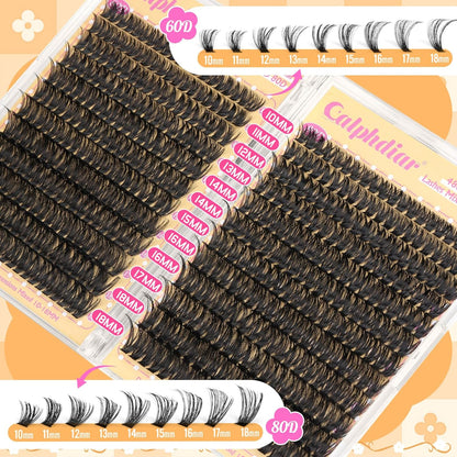Lashes Clusters 60D+80D Thick Eyelash Clusters 480PCS Wispy Lash Clusters Eyelash Extensions Fluff..