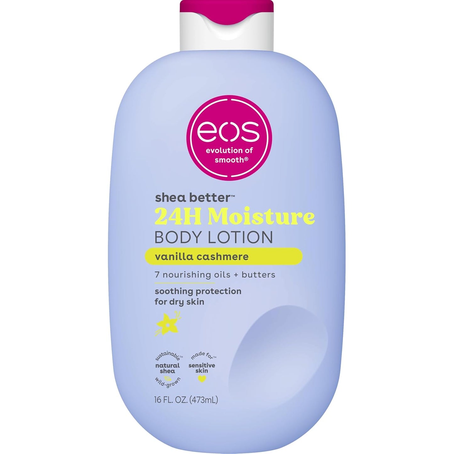 eos Shea Better Body Lotion Vanilla Cashmere, 24-Hour Moisture Skin Care, Lightweight & Non-Greasy..