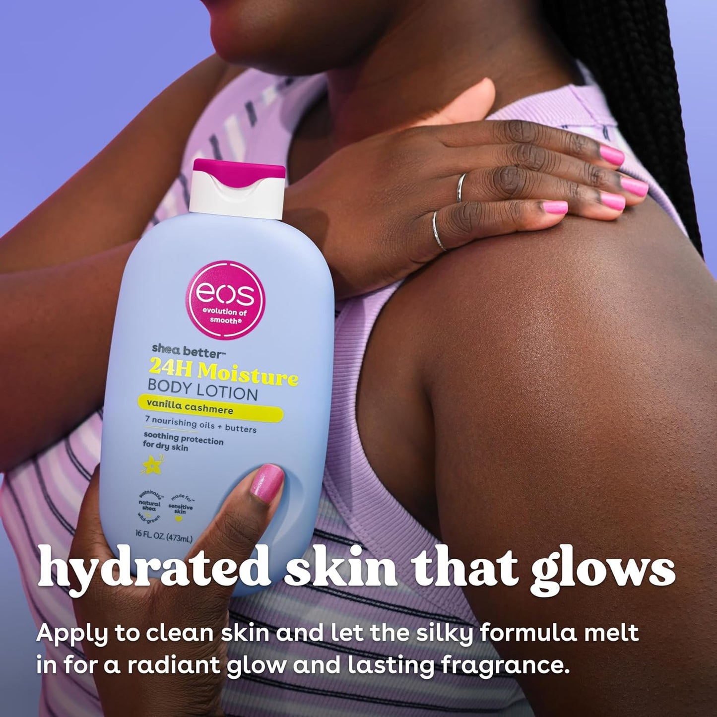 eos Shea Better Body Lotion Vanilla Cashmere, 24-Hour Moisture Skin Care, Lightweight & Non-Greasy..