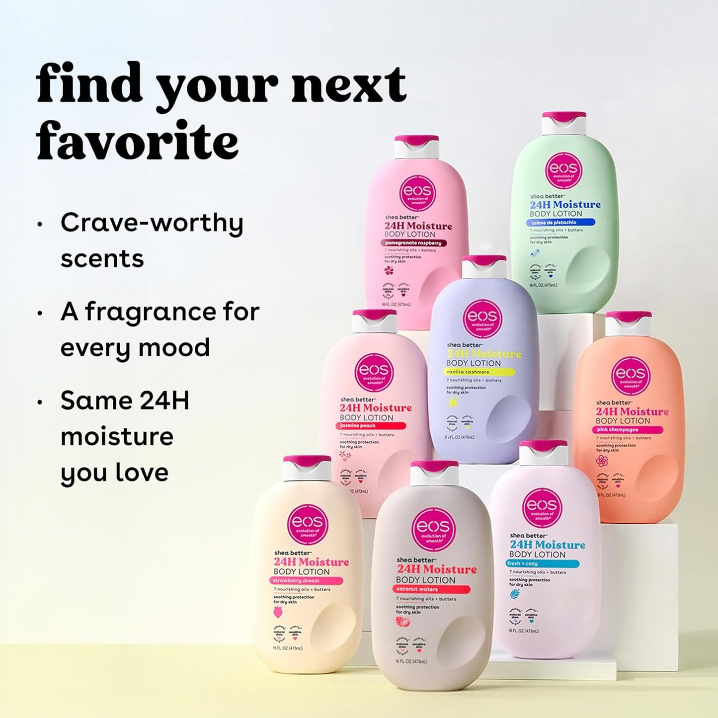 eos Shea Better Body Lotion Vanilla Cashmere, 24-Hour Moisture Skin Care, Lightweight & Non-Greasy..