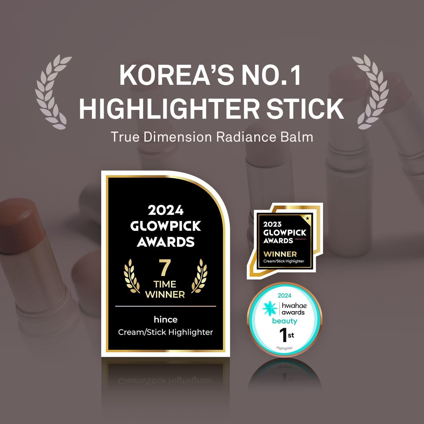 hince True Dimension Radiance Balm - Highlighter for Korean Glass Skin, Blush for Cheeks, Cream Blush, Contour Stick..