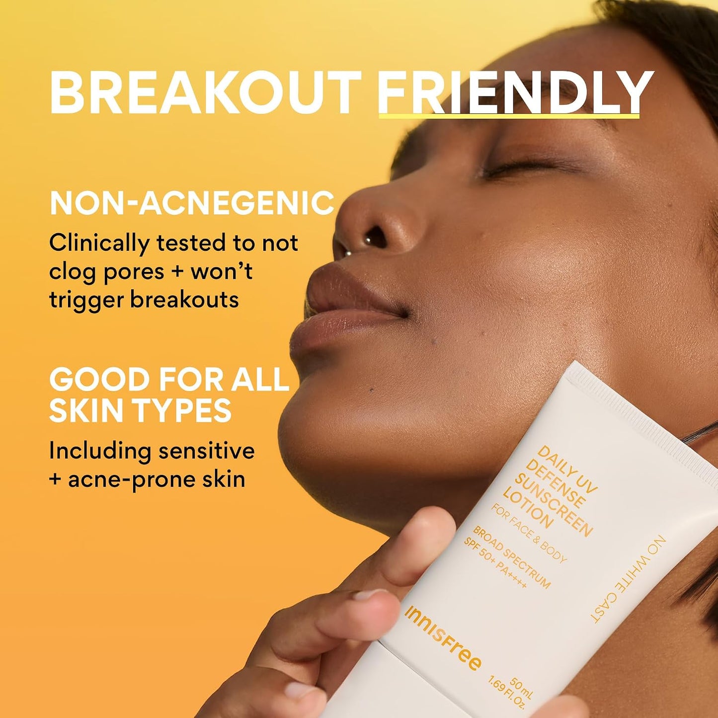 innisfree Daily UV Defense SPF 50+ PA++++ Korean Face & Body Sunscreen, Broad Spectrum, Invisible Finish..