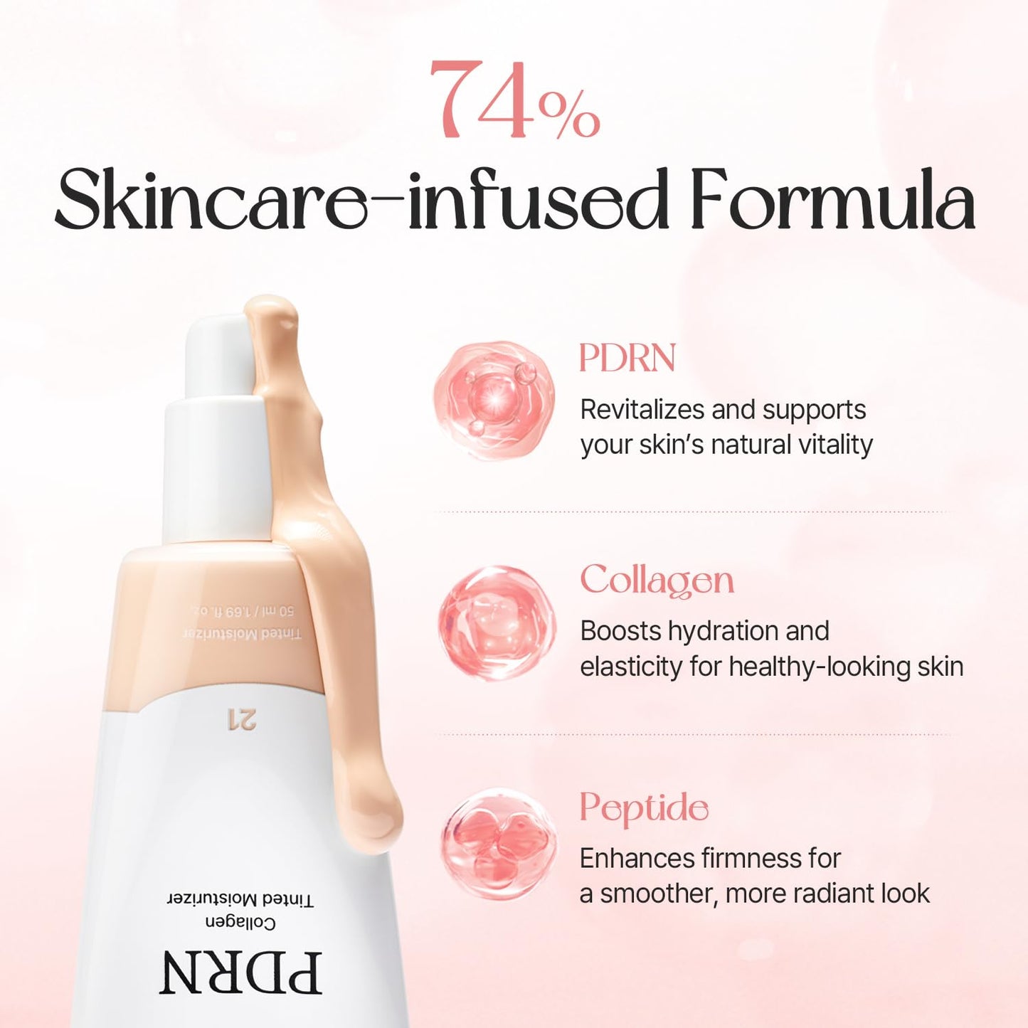mixsoon PDRN Collagen Tinted Moisturizer - Skincare-Infused Base with Rice PDRN & Peptides |1.69 fl.oz. Korean Glass Skin (No. 23 Aura)