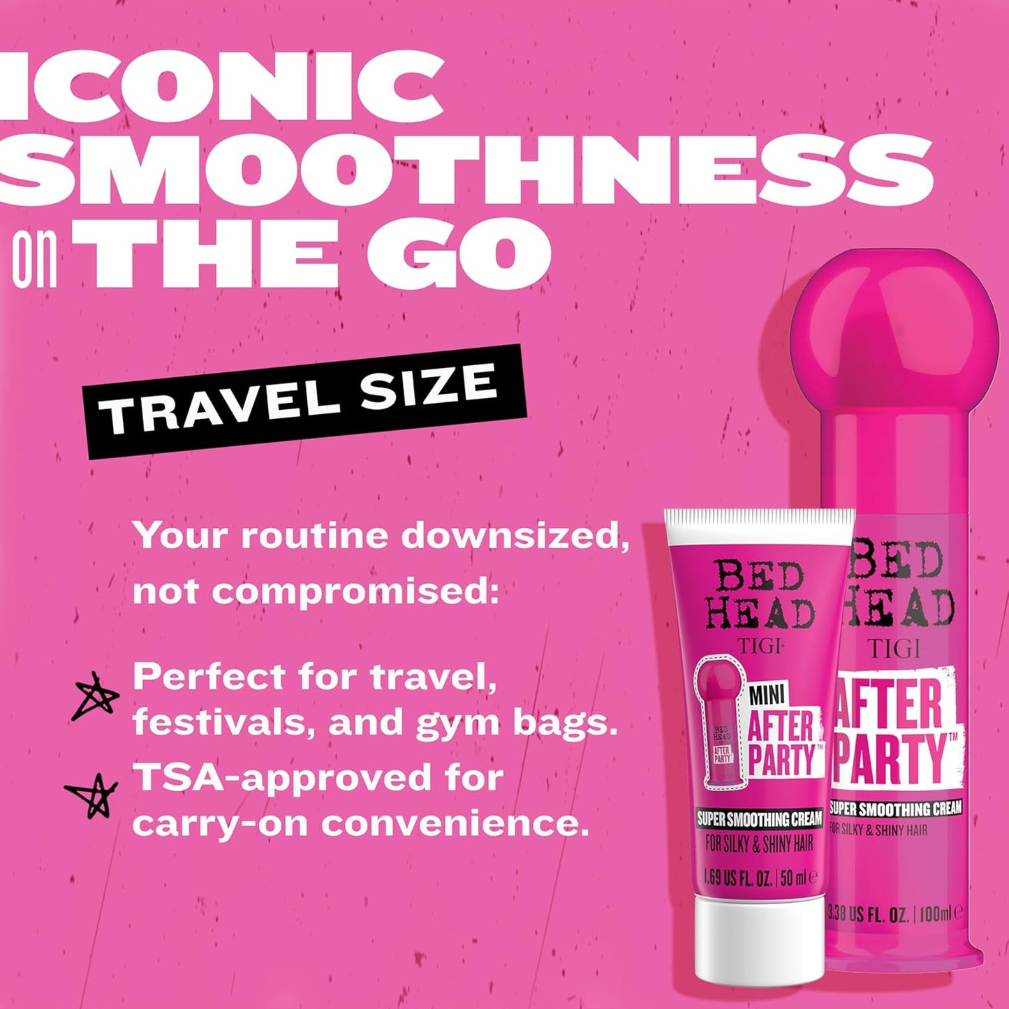 Bed Head by TIGI After Party Super Travel Size Mini Smoothing Cream, dull or coarse hair, 1.69 fl oz..