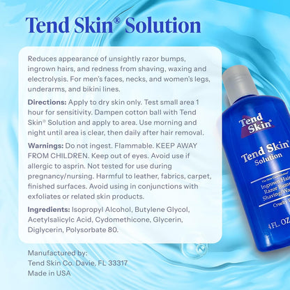 Tend Skin Solution for Razor Bumps and Ingrown Hair, 4 Oz | Solution for Unsightly Razor Burns, Post Shaving and Waxing Toner..