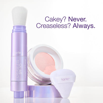 tarte creaseless SPF 30 mineral powder – Brush On Sunscreen for Face, Body &amp; Hairline, Sweat-Resistant 16HR Setting Powder..