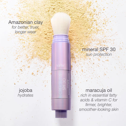 tarte creaseless SPF 30 mineral powder – Brush On Sunscreen for Face, Body &amp; Hairline, Sweat-Resistant 16HR Setting Powder..