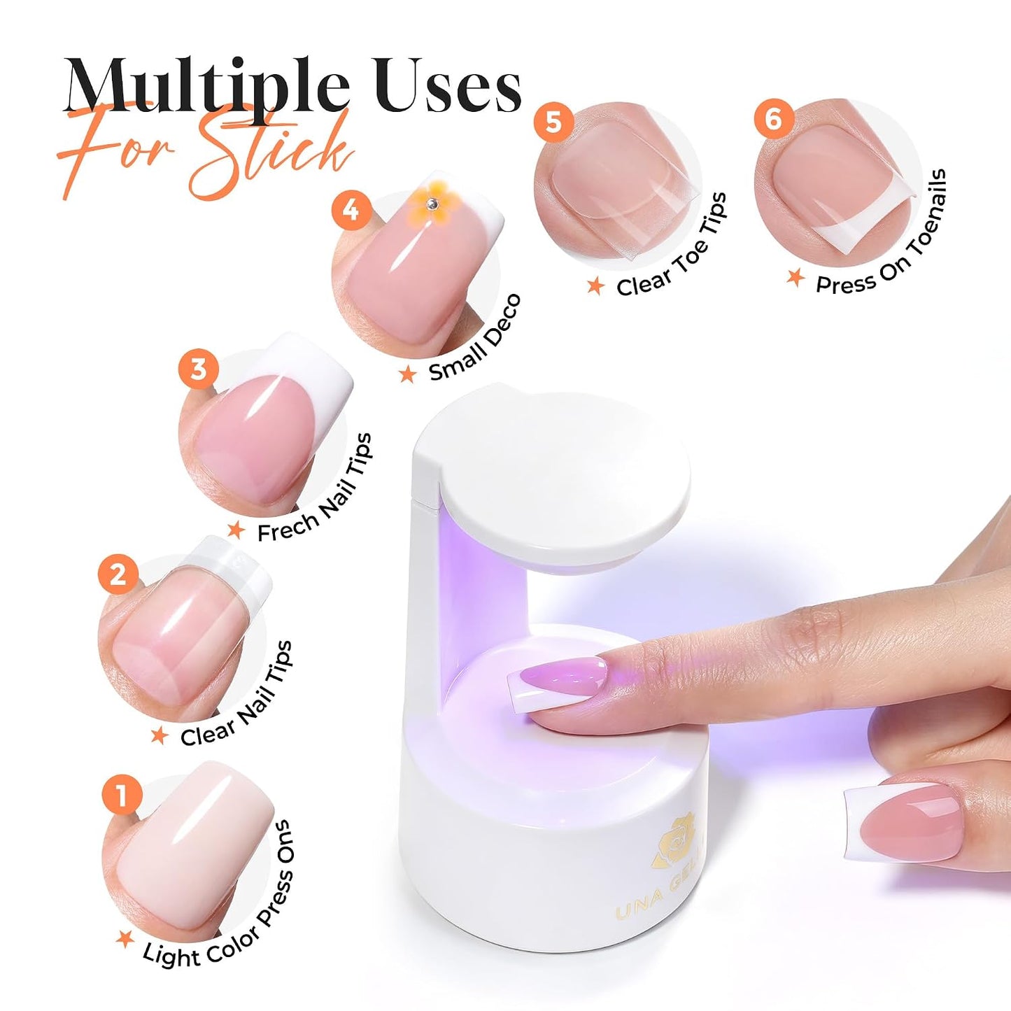 UNA GELLA Gel Nail Glue, Solid Nails Gl ue Gel 40g Lamp Curing Needed Soak Off G LUE Strong Nail G LUE G el for Acrylic Fake Nails..