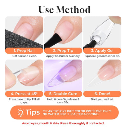 UNA GELLA Gel Nail Glue, Solid Nails Gl ue Gel 40g Lamp Curing Needed Soak Off G LUE Strong Nail G LUE G el for Acrylic Fake Nails..