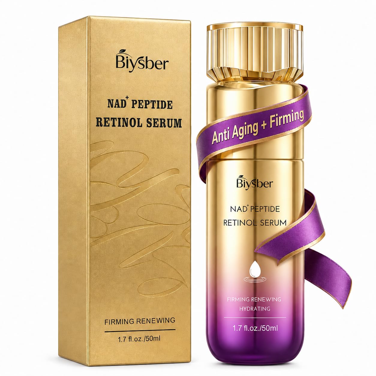 Retinol Peptide Serum for Face & Neck with NAD+ Support,Firming Collagen Skin Care for Fine Lines..