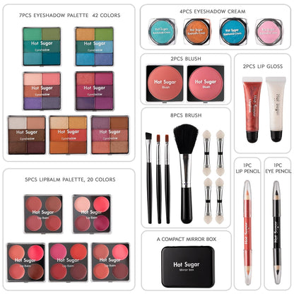 Hot Sugar Makeup Kit for Teenager Girls - Full Starter Cosmetics Set with Eye Shadow Lip Balm Blush Lip..