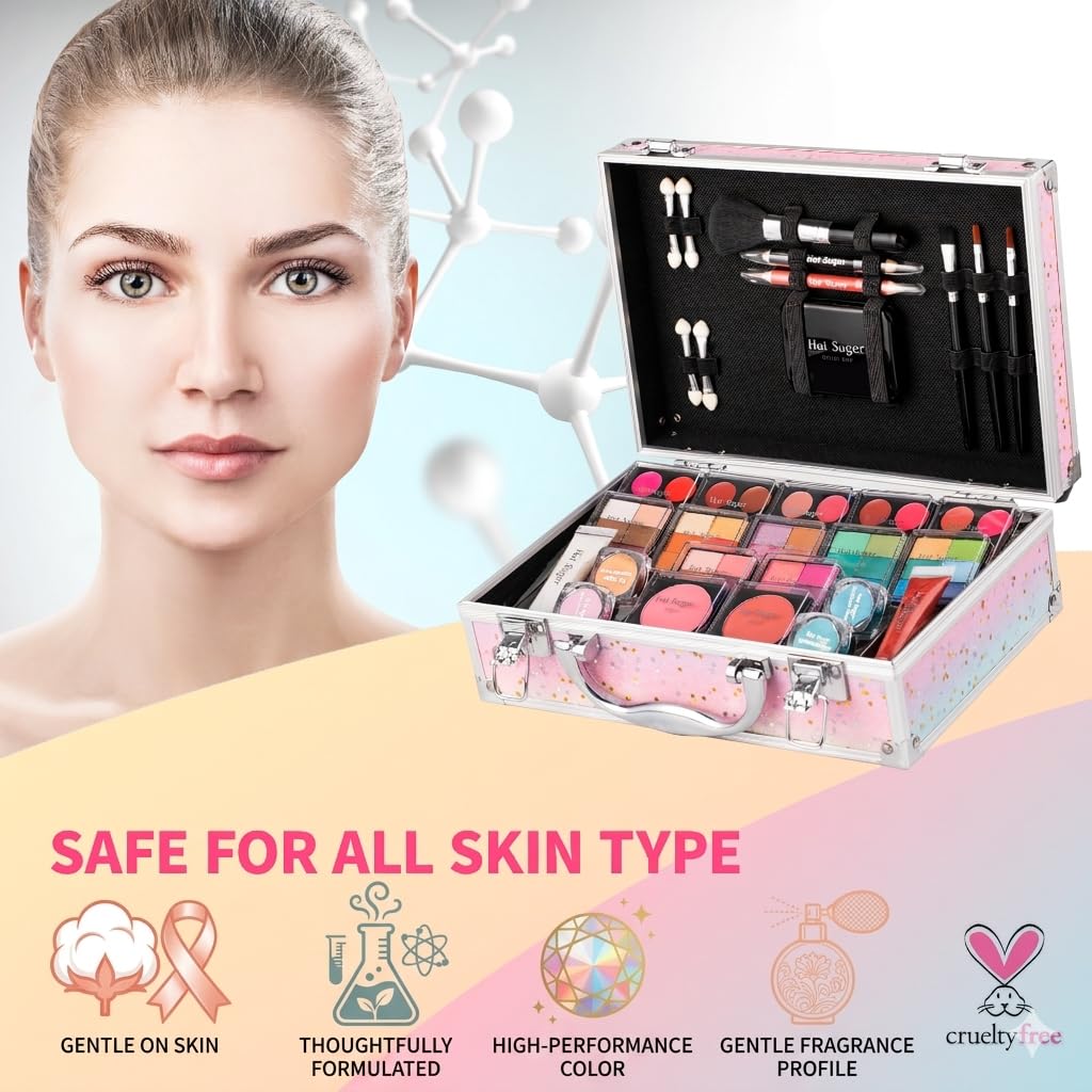 Hot Sugar Makeup Kit for Teenager Girls - Full Starter Cosmetics Set with Eye Shadow Lip Balm Blush Lip..