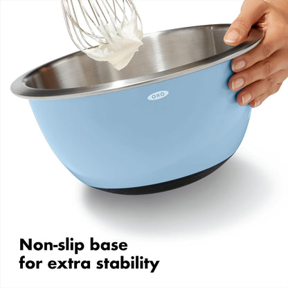 OXO Good Grips 3-Piece Stainless Steel Mixing Bowl Set - Blue & Gray