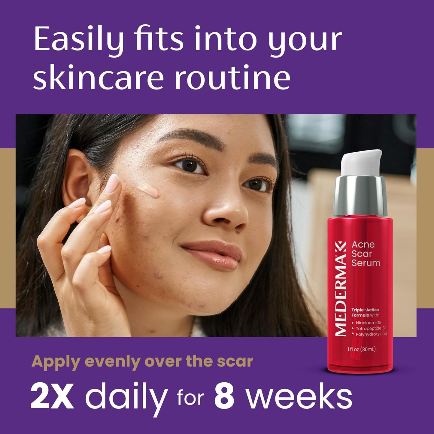 Mederma Acne Scar Serum Triple-Action Formula with Niacinamide, Tetrapeptide-30..