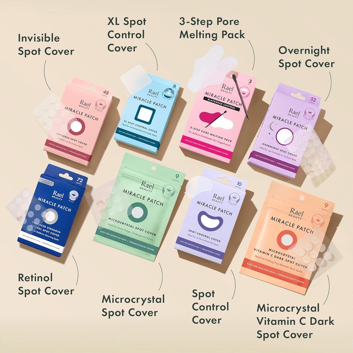 Rael Pimple Patches, Miracle Invisible Spot Cover - Hydrocolloid Acne Pimple Patch, Absorbs Zits & Blemish..